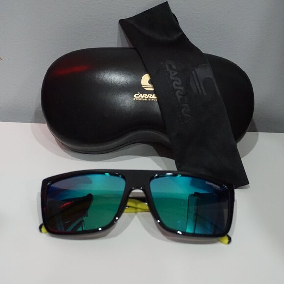 NEW CARRERA 8055/S 7ZJZ9 BLACK MIRRORED YELLOW AUTHENTIC FRAMES SUNGLASSES